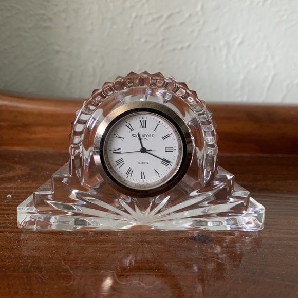 BEAUTIFUL VINTAGE WATERFORD 2 1/2" CRYSTAL DESK CLOCK - Picture 1 of 2